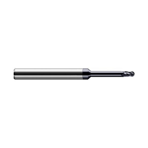 0.04 in. dia. x 0.06 in. x 0.3250 in. Reach Carbide Ball End Mill for Medium Alloy Steels, 4 Flutes